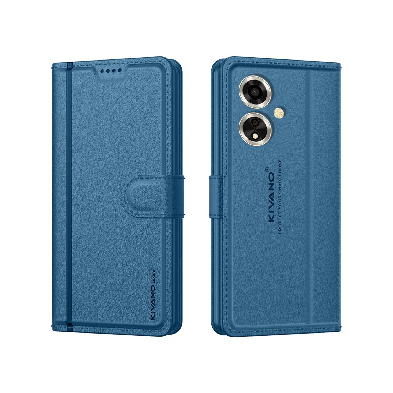 Leather Wallet Case for Oppo A59 5G ?Stylish Flip Folio Cover with Card Holder, Stand, and RFID Protection -KIVANO LUXE - Aibex